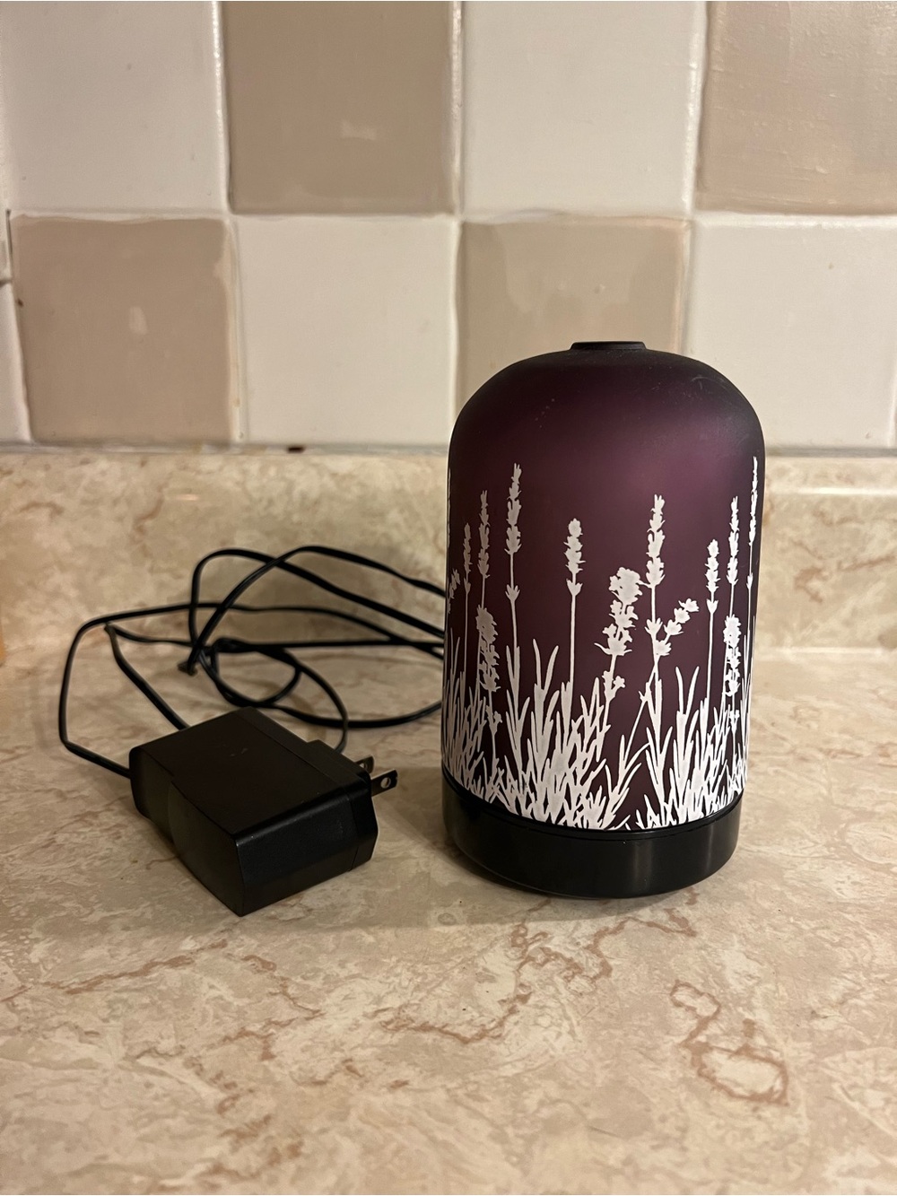 Purple Floral Diffuser with White Botanical Design